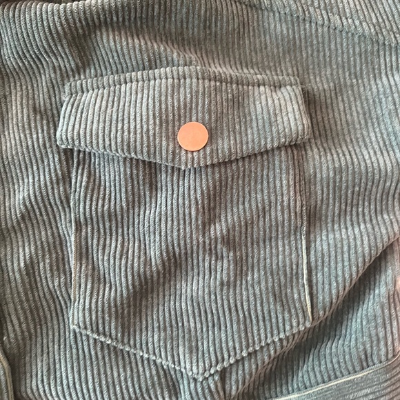 SHEIN EZwear Drop Shoulder Flap Pocket Corduroy Green Jacket Size Medium New - Picture 13 of 15